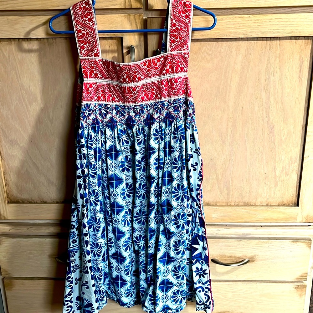 Plenty by Tracy Reese red & blue smocked sundress. XS/S. Pls read description.
